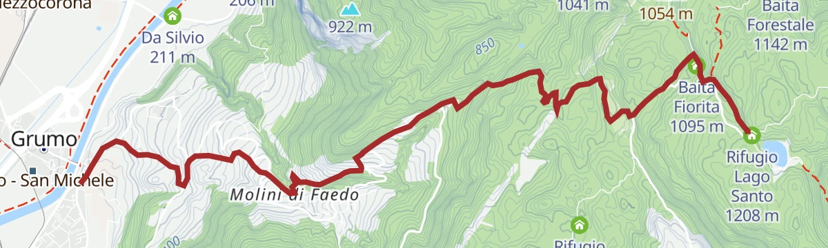 Route map: San Michele a/A - Lago Santo (SAT 414)